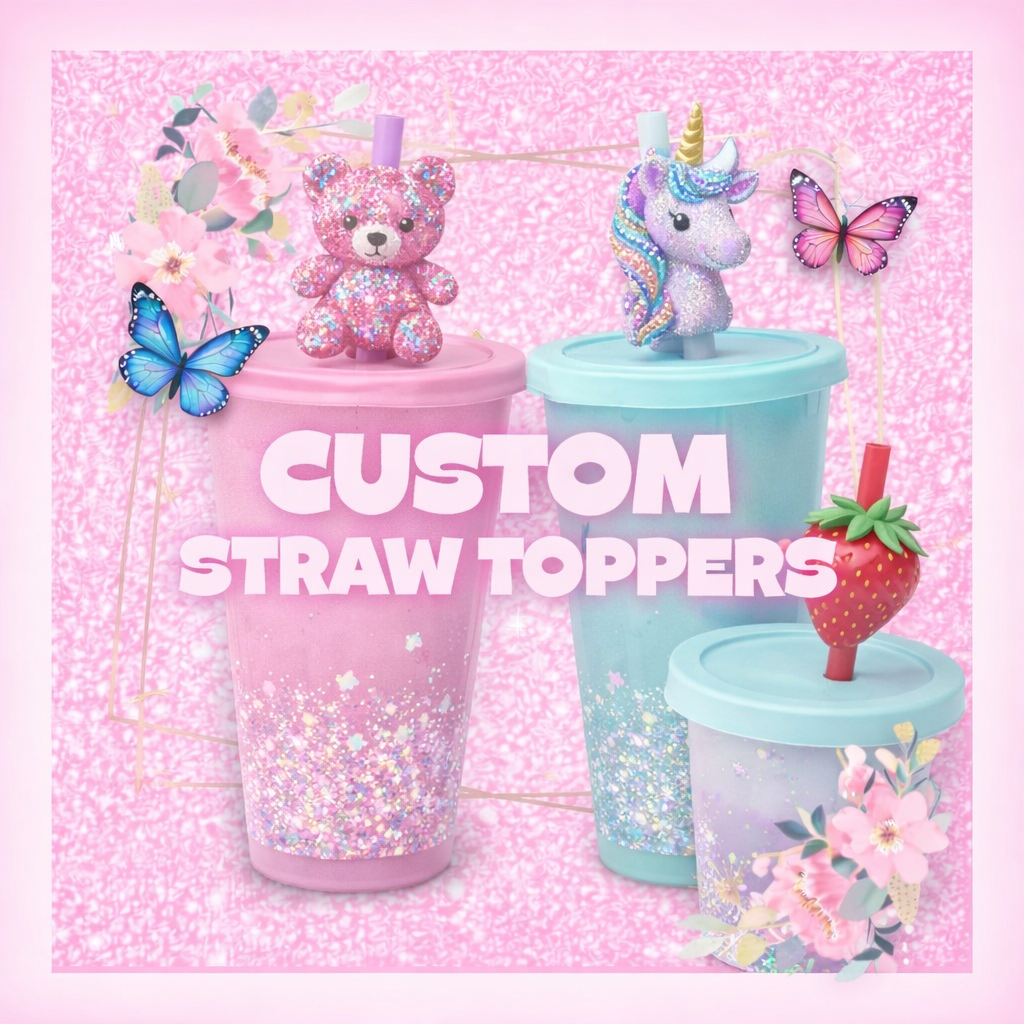 Custom Epoxy resin straw toppers
