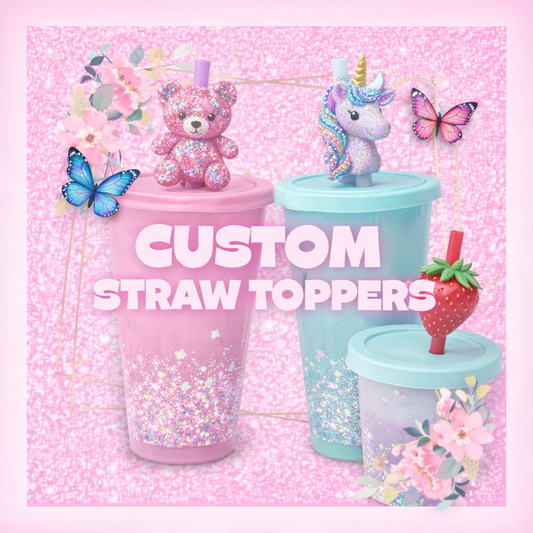Custom Epoxy resin straw toppers