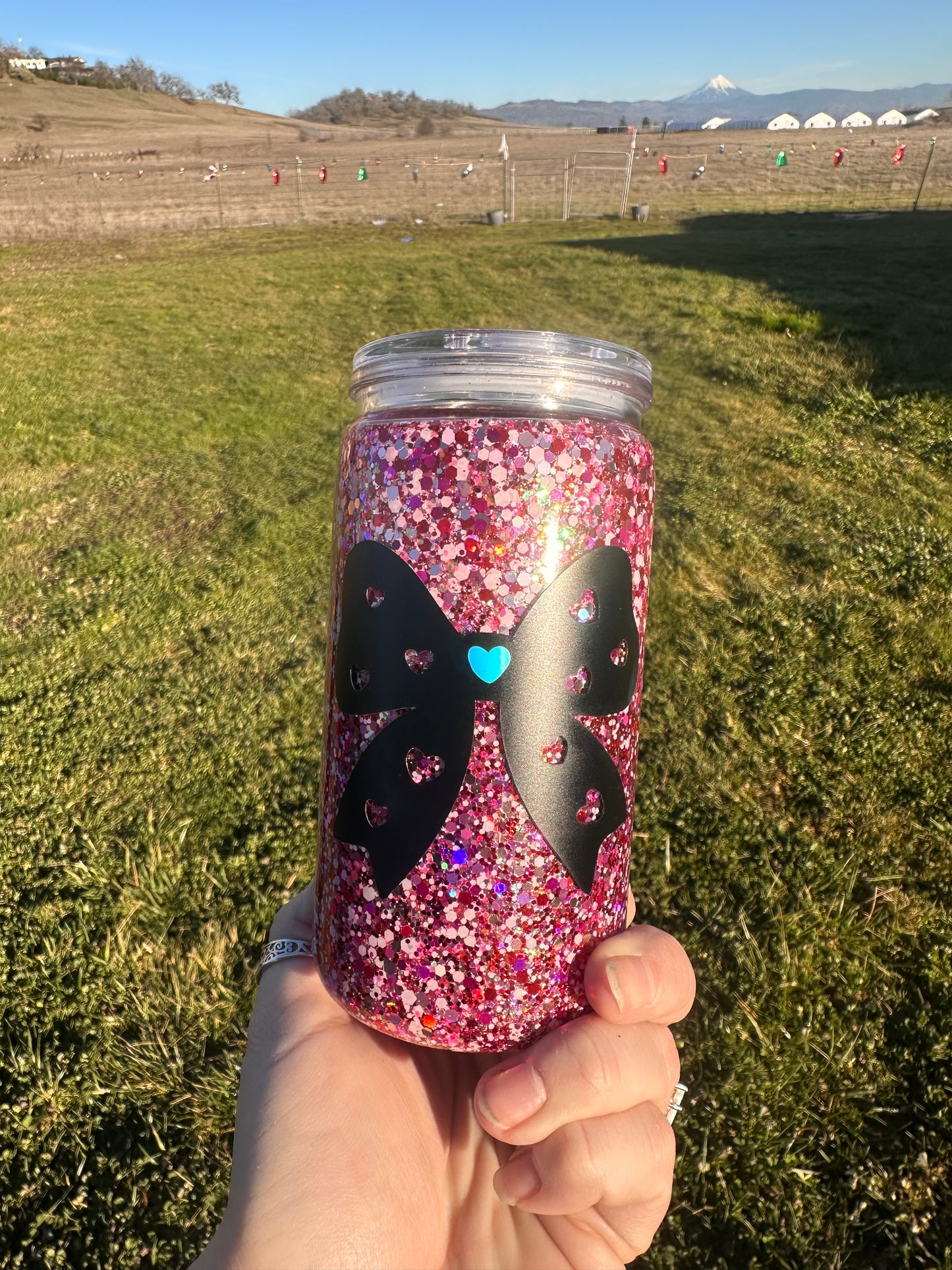 16 oz Valentines cup glow in the dark decals