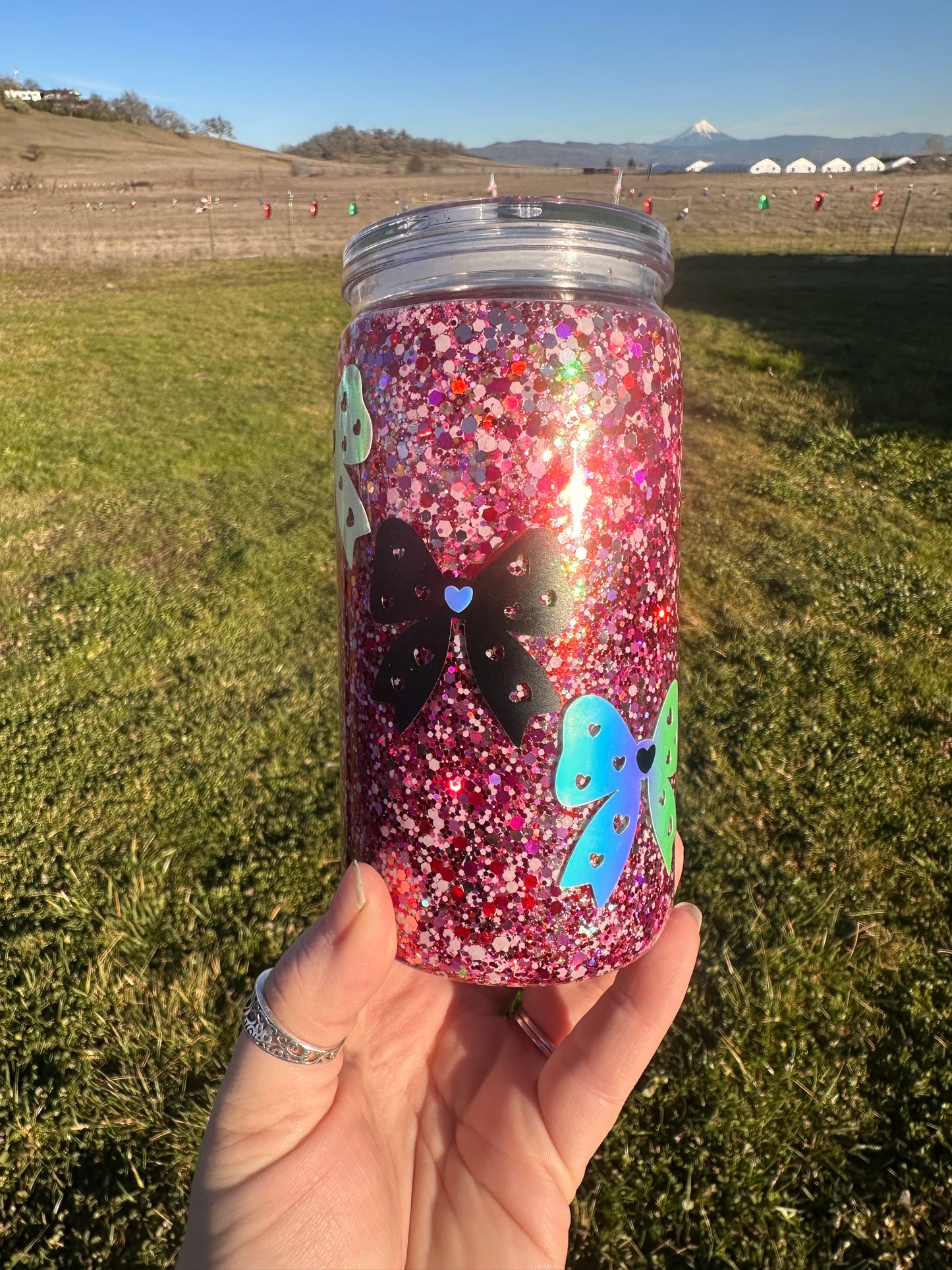 16 oz Valentines cup glow in the dark decals