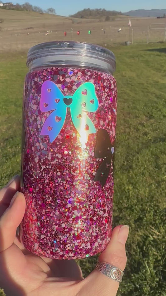 16 oz Valentines cup glow in the dark decals